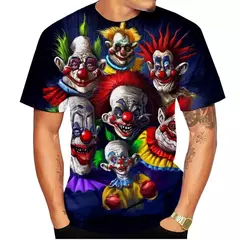 T-shirt de manga curta para homens e mulheres, impressão do palhaço 3d, casual, unisex, hip hop, horror, legal, nova moda verão
