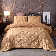 Pinch plissado conjuntos de cama de poliéster, Black Duvet Cover Set, Bedclothes King Size, Luxo Home and Hotel Use, sem enchimento, sem folha, 2 pcs, 3pcs - Wolf Magazine