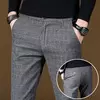 Calça reta justa justa xadrez masculina, terno de negócio masculino, calça de alfaiataria social, xadrez chinês masculino, 2022, até bem