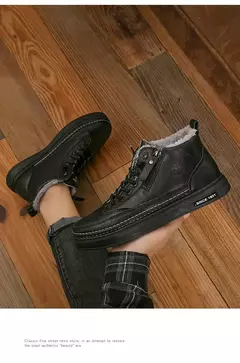 Bota de tornozelo de couro alta masculina, tênis masculino, algodão, negócio, casual, ao ar livre, moda, inverno