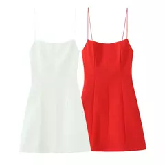 2025 verão novo desgaste feminino temperamento elegante arco decorado sem costas sexy elástico curto suspender vestido