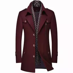 Inverno masculino casacos de lã moda engrossar meados de comprimento trench sólido turn down collar quente outerwear negócios casual lã casaco masculino na internet