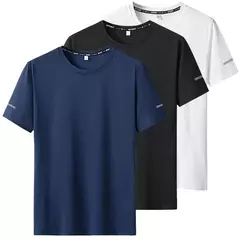 Homens de secagem rápida extragrande em torno do pescoço camiseta de manga curta, verão camisetas esportivas, fitness correndo t-shirt, plus size, 6XL, 7XL, 3pcs - comprar online