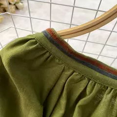 Blusa Bordada Manga Lanterna Longa com Decote V para Mulheres, Moda Casual, Camisas Vintage, Tops Femininos Minoritários, Drop Shipping, Outono na internet