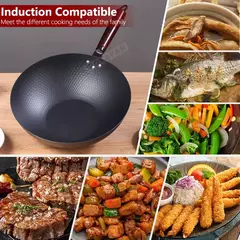 Panela de ferro grosso Wok, Panela não revestida de cozinha, Fogão a gás, Fogão de indução, Panelas estilo japonês, 32cm, 2mm - Wolf Magazine