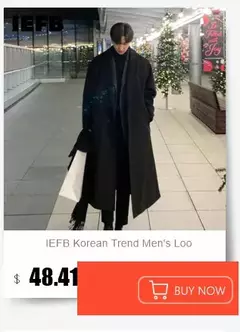 Iefb masculino outono inverno meados de comprimento casaco de lã nova maré coreana preto engrossado casaco de manga comprida duplo breasted jaquetas - Wolf Magazine