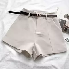 ITOOLIN-Calção casual de cintura alta linha A feminino, calção chique para senhora do escritório com cinto, calça feminina vintage, primavera, verão - loja online
