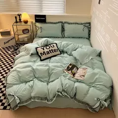 Conjunto de lençóis estilo renda, roupa de cama bowknot, cama Skin-Friendly, solteiro, casal, rainha, cama king size na internet