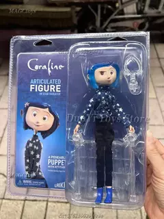Imagem do Neca anime coraline boneca articulada anime figura capa de chuva camisola em camisa listrada brinquedo la menina decoração modelo bithday presentes