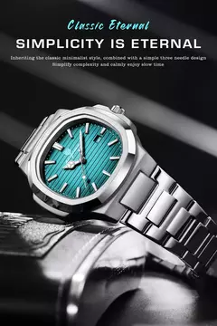 Poedagar-Relógio Quartz Masculino de Luxo, Relógio de Negócios Impermeável, Relógio Masculino, Data Luminosa, Aço Inoxidável, Quadrado, Novo, 2022 - comprar online