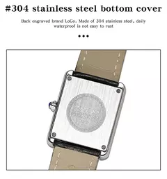 Relógio de quartzo masculino e feminino Sanda, 30m à prova d'água, casual, moda, pulseira de couro, mostrador quadrado, resistente ao desgaste - loja online