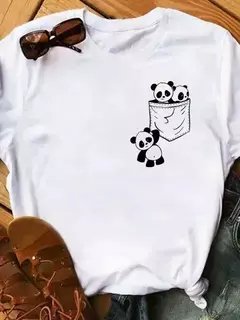 Imagem do Maycaur-camiseta de manga curta para mulher, top solto com estampa de panda fofa, casual e solta, verão