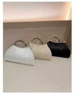 Bolsa de noite plissada para mulheres, alça superior, glitter dia clutch, jantar de casamento feminino vestida bolsa clipe de diamante, ouro na internet