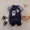 Bodysuit confortável do bebê do algodão para meninos e meninas, manga curta, pescoço redondo, navegador bonito, verão