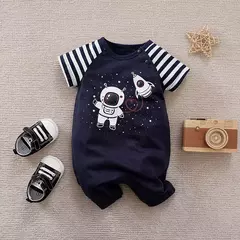 Bodysuit confortável do bebê do algodão para meninos e meninas, manga curta, pescoço redondo, navegador bonito, verão - Wolf Magazine