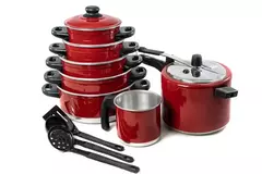 Jogo De Panela 5 Pçs + Fervedor 12 + Panela De Pressão 4,5 L Vermelha maçãSTORE na internet