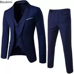 Homens formais conjuntos de terno de escritório, blazer extragrande, colete, conjuntos de calças, masculino, festa à noite, casamento, novo, S-6XL, 3pcs, 2024 - comprar online