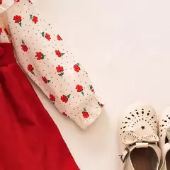 Outono novas meninas recém-nascidas vestido de manga longa dos desenhos animados fragmentado flor lapela bebê vestido de princesa flor cinta vestido - comprar online