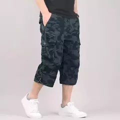 Calção de carga de comprimento longo masculino, calça Capri de algodão elástica casual com vários bolsos, curto tático militar, calções quentes, verão, 5XL na internet