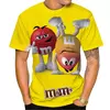 M & m's-Feijão Chocolate Masculino e Feminino T-shirt Estampada em 3D, Casual, Gola Redonda, Manga Curta, Engraçado, Camiseta Infantil, Tops Fofos
