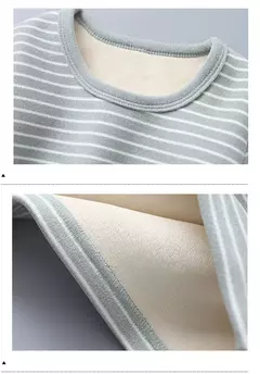 Conjuntos de pijama listrado forrado de pelúcia para crianças, aconchegante, caloroso, projetado para outono e inverno, homewear, adequado para crianças, uso diário e sono - comprar online