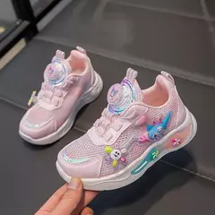 Desenhos animados infantis Anime Kuromi calçados esportivos, malha, fofo, moinho de vento, casual, botão rotativo, tênis, meninas, crianças, moda - loja online