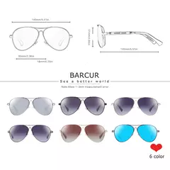 BARCUR-óculos de sol polarizados gradiente, óculos de sol masculino, óculos piloto feminino, mirror shades, memory design - comprar online