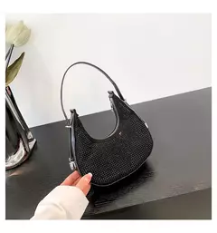 Bolsas transversais de couro PU de diamantes corrente para mulheres monocromáticas bolsas de ombro de verão femininas