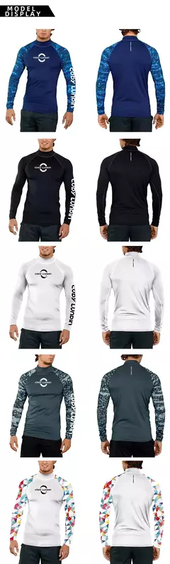 Apertado manga longa mergulho camisetas masculinas, natação Rash Guard Swimwear, proteção UV Surf Vestuário, Beach Floatsuit Tops - loja online