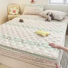 Imagem do Capa de cama acolchoada estilo floral colcha colchão elástico protertor engrossar roupa de cama rsilençóis para casa (sem fronha)