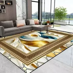 Tapete dourado luxuoso para decoração de sala, abstrato moderno, casa, escritório, tapetes de área grande, quarto macio, lounge tapete na internet
