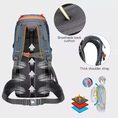 Imagem do Mochila de caminhada resistente à água com capa de chuva, esporte ao ar livre, mochila de viagem para camping, escalada, montanhismo, 65L