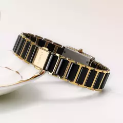 BERNY-Relógio quartzo cerâmica masculina e feminina, relógio de pulso retangular, pulseira, luxo, ouro, relógios casal, relógios de presente, moda - Wolf Magazine