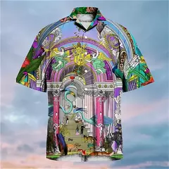 Camisa dos homens do vintage 3D Havaiano Casual Wear Férias de praia Soltas montagem Masculina Top 2023 Dos Desenhos Animados Padrão Manga Curta Ao Ar Livre - Wolf Magazine