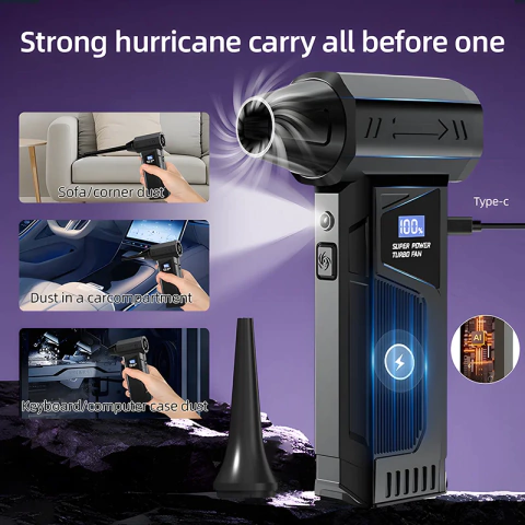 Ventilador de ar poderoso 130000rpm turbo jet ventilador aspirador de pó sem escova para pc/teclado/casa/limpeza do carro ventilador espanador de ar