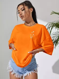 Lindos clusters de flores femininos estampa camisetas de algodão, tops casuais respiráveis macios de manga curta, roupas de rua soltas e confortáveis - comprar online