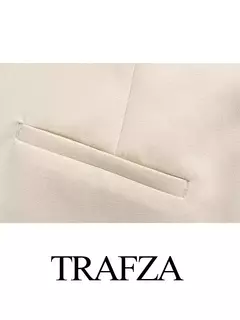 Imagem do TRAFZA-Calças de fenda de perna reta feminina, calças de cintura alta com zíper, bolso traseiro, decoração fina, moda feminina, tricolor, novo