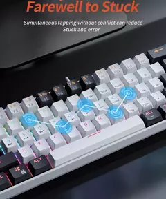 MUCAI-MK61 USB Teclado Mecânico Gaming, Interruptor Vermelho, RGB Backlit, Hot Swappable, 61 Chaves, Com Fio, Cabo Destacável - loja online