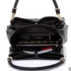 Bolsa de ombro com estampa crocodilo para mulheres sacola de grande capacidade bolsa de rosto brilhante bolsa de ombro de compras diário - loja online