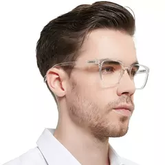 Imagem do Óculos de leitura quadrados grandes para homens, anti luz azul, óculos acabados, óculos de computador presbiopia, leitor masculino