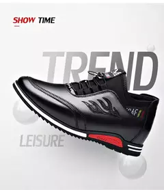 Sapato de couro verdadeiro masculino, tênis casual na moda, aumento de altura invisível de 6cm a 8cm, temporada verão - comprar online