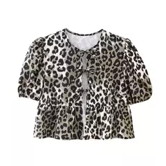 TRAFZA-Feminina Hollow Out O-Neck manga curta com renda por cima, blusa casual, streetwear chique feminino, camisa sólida da moda, 2024 - comprar online