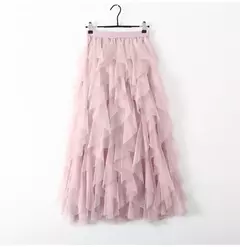 TIGENA-Tutu saia comprida de tule para mulheres, cintura alta, saia plissada, malha, rosa, moda coreana, fofa, estética, feminina, senhora, 2023