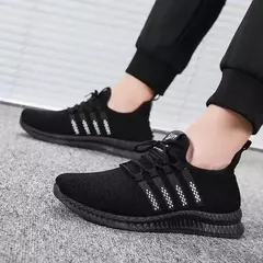 Imagem do Tênis leve vulcanizado masculino, tênis casual de malha, com cordões, caminhada e corrida, academia, na moda