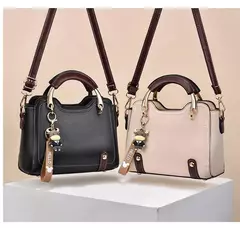 Bolsa de ombro estampada em couro para mulheres, bolsa única, marca designer de luxo, bolsa monograma, nova, 2024