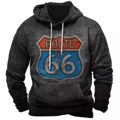Homens e mulheres Route 66 3D Print Hoodies, moletons vintage, fatos de treino, roupas masculinas, moda