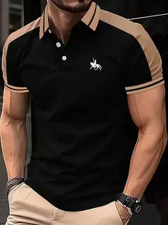 Camisa polo com impressão digital 3D masculina, manga curta, tops de lapela esportiva, cor do feitiço, roupas da moda verão