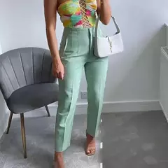 TRAF-Calças de escritório de cintura alta femininas, calças formais de escritório, calças lápis, pretas, rosa, brancas para senhoras, moda - comprar online