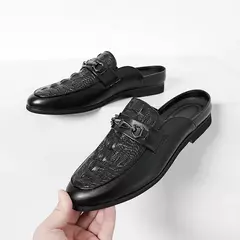 Mocassins de verão masculino, borla moda, chinelos respiráveis, mulas leves ao ar livre, meio sapato legal, sandálias de couro