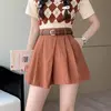 Shorts femininos casuais de cintura alta linha A saias, calças femininas soltas irregulares e chiques, moda verão, novo, 2024
